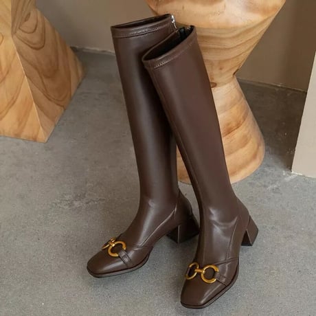ゴールドバックル ロングブーツ 3色展開