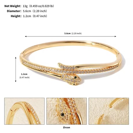 ジルコニアスネークブレスレット 2色展開