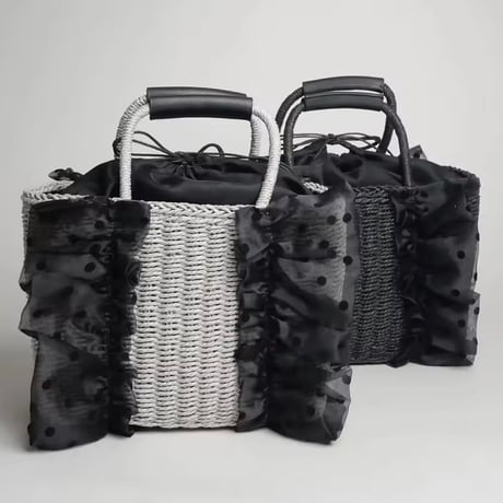 ドットチュールストローバッグ 3色展開