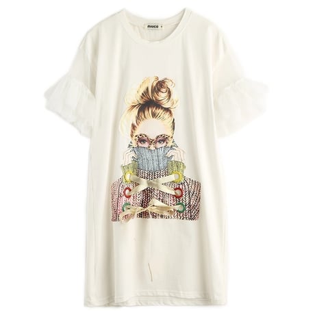 ガールズプリント スリーブフレアTシャツ 2色展開