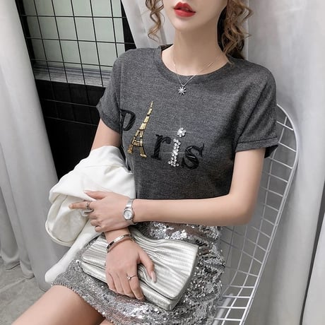 ビーズParisロゴTシャツ 4色展開