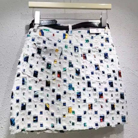 ドットダメージデニムスカート 2色展開