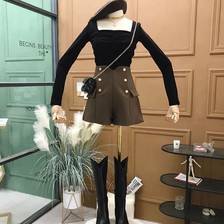 カットウエスト ハイウエストパンツ 2色展開