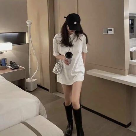 ビジューストーン オーバーTシャツ 5色展開