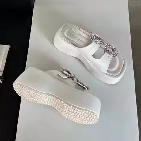 ダブルビジューハイソールサンダル 3色展開