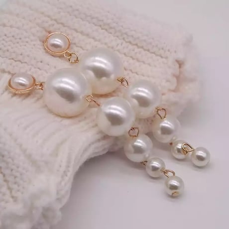 6連パールドロップピアス