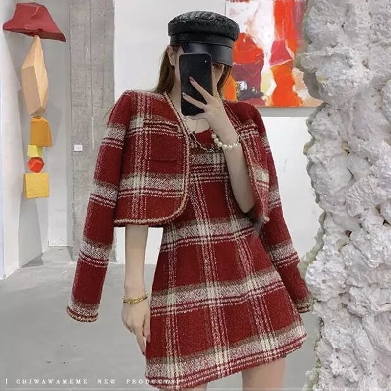 レッドツイードチェック セットアップ | Selectshop.Joie