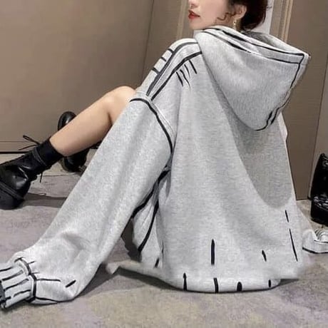 モノクロレタリング ルーズパーカー 3色展開