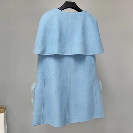【高品質】フォックスファーポケット カシミヤケープコート 5色展開