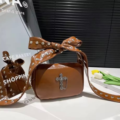 リボンストラップクロスモチーフバッグ 6色展開
