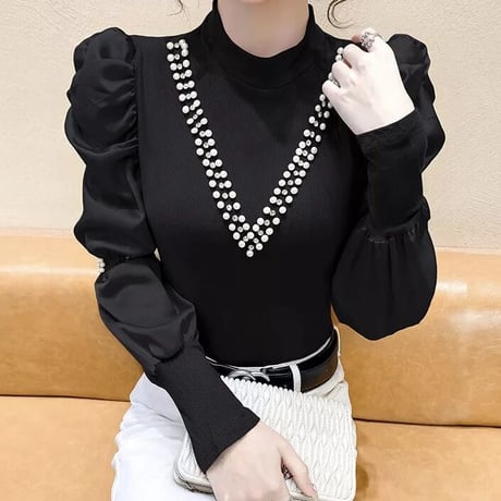 カシュクール パールビーズトップス 4色展開