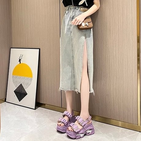 ウェーブシルバー ギャザーストーンサンダル 4色展開