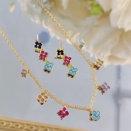 カラフルフラワーネックレス ブレスレット