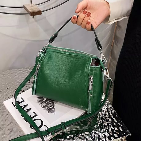 カウレザー ジッパー2wayバッグ 4色展開