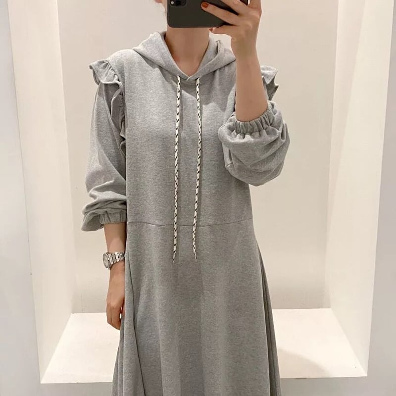 フリルスウェット パーカーマキシワンピース 2色展開 | Selectshop.Joie 