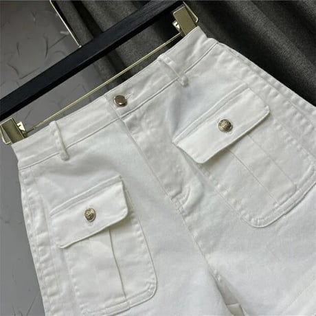 ゴールドボタンポケット フレアパンツ 4色展開