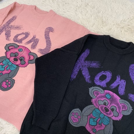 ピンクベアー ルーズニット 3色展開