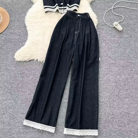 ヘムレースデニムセットアップ 2色展開