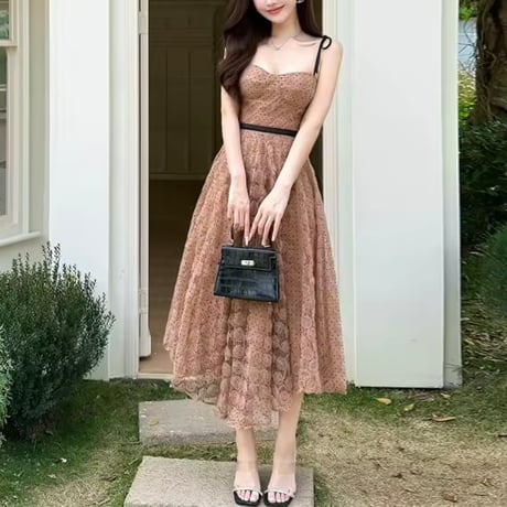 ローズドットストラップワンピース