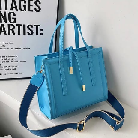 ストラップ レザースクエアバッグ 9色展開
