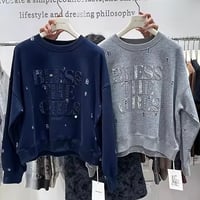 チェックホールビジューロゴトップス 2色展開