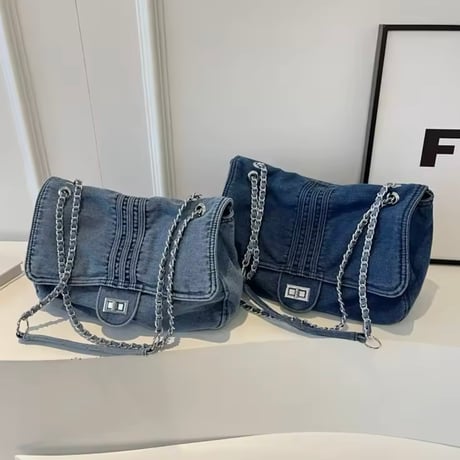 ビッグデニムチェーンバッグ 2色展開