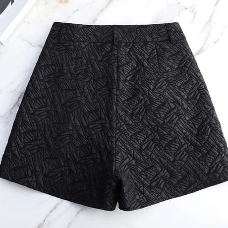 ブラックジャガード ハイウエストショートパンツ