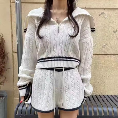 ケーブルニットセットアップ 3色展開