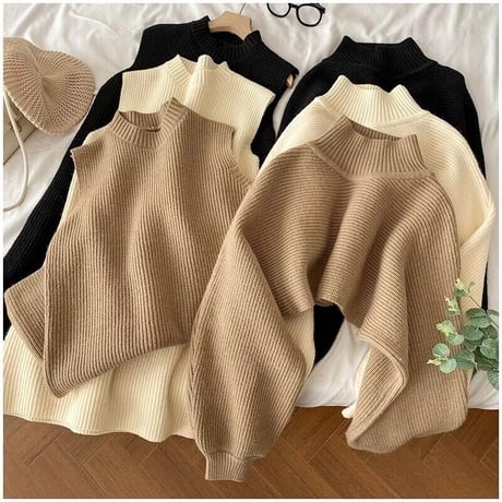 ショートニット ワンピースセット 3色展開