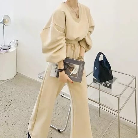ドロップスリーブ スウェットセットアップ 2色展開