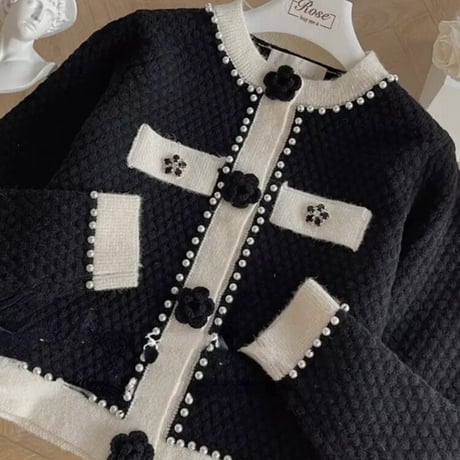 フラワーパール ワッフルカーディガン 2色展開