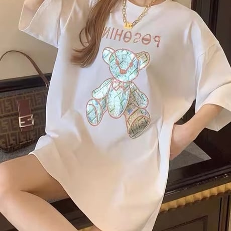 ピンクステッチベアーTシャツ