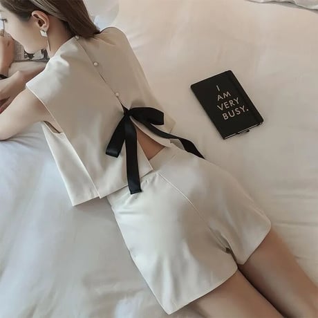 バックリボン ノースリーブセットアップ 2色展開