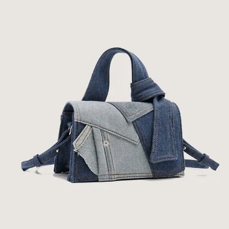 デニムパッチワーク バッグ 2色展開