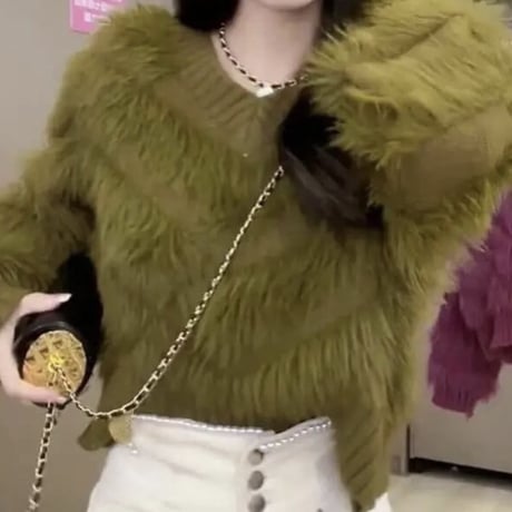 モヘアVデザイン ボリュームニット 4色展開