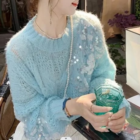 スパンコールラメ ニット 3色展開
