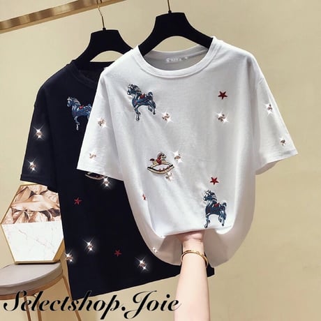 ホーススパンコールスターTシャツ 2色展開