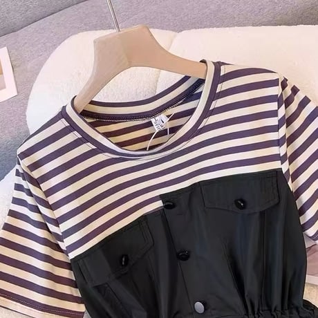 ボーダーカシュクールワンピース 2色展開