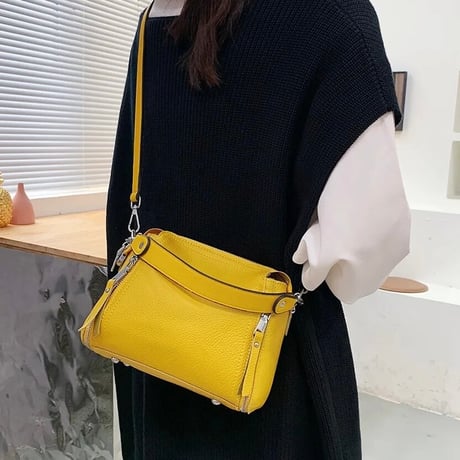 カウレザー ジッパー2wayバッグ 4色展開