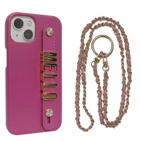 【カスタム名入れ】チェーン付き iPhoneケース 11色展開