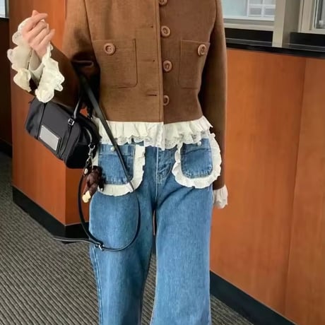 レースポケットデニムパンツ