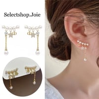 【即納】パールライン ゴールドモチーフピアス