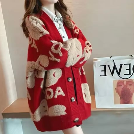 ワッフルベアーカーディガン 3色展開