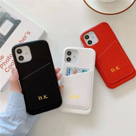 【カスタム】ゴールドイニシャル レザーiPhoneケース 13色展開