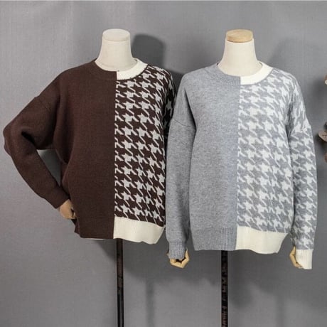 ハーフ千鳥デザイン ニット 2色展開
