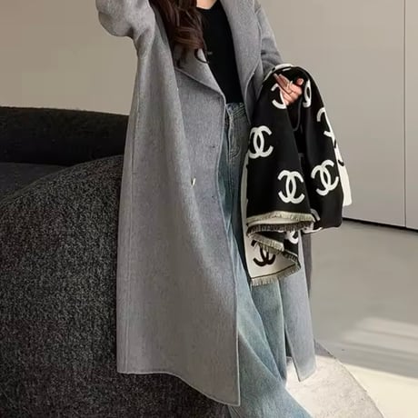 ハイネックウールロングコート