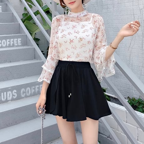 シフォンフェイクパンツスカート 3色展開