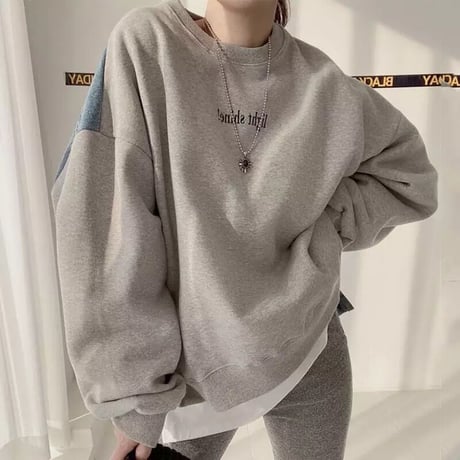 バックデニム ロゴスウェットトップス 3色展開