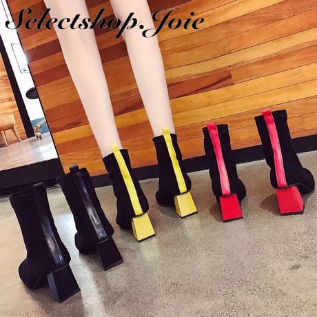 バックカラー スクエアショートブーツ 3色展開