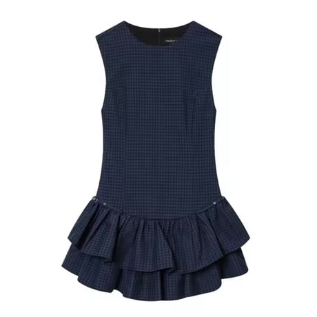 フリルチェックノースリーブワンピース 2色展開
